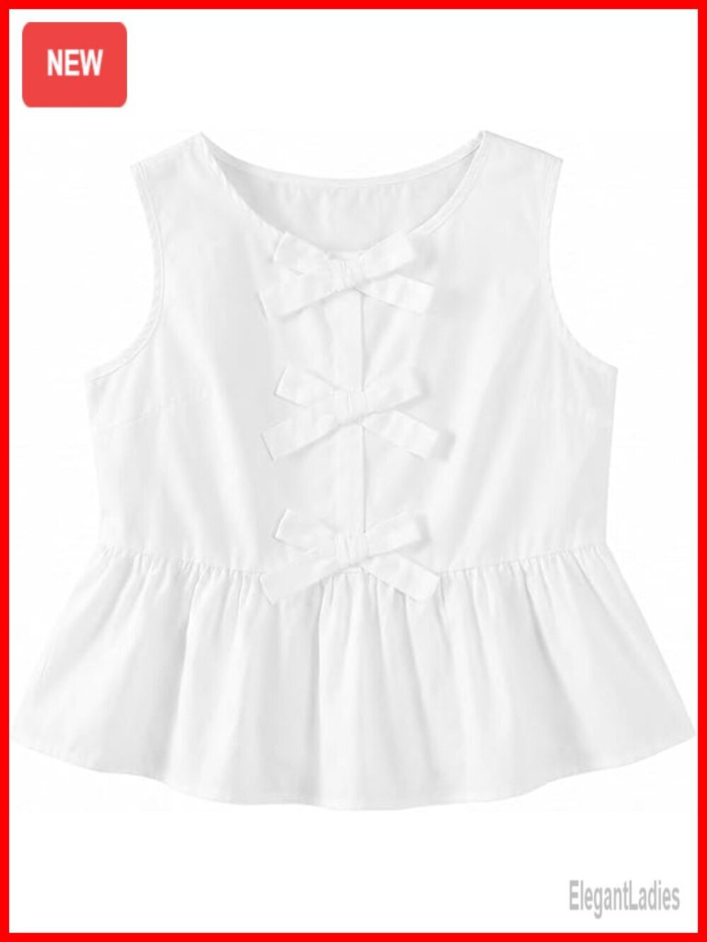 Women's Peplum Tank Top - Sleeveless Striped Babydoll Blouse with Bow Knot